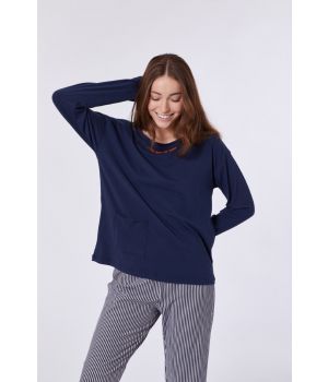 Woody Meisjes-Dames pyjama donkerblauw