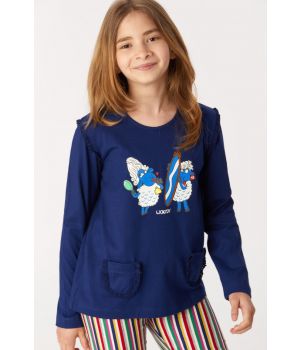 Woody Meisjes-Dames Pyjama donkerblauw