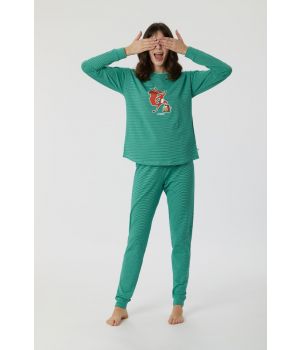Woody Meisjes-Dames Pyjama groen-lichtgroen