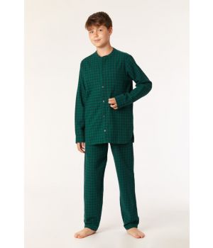 Woody Jongens-Heren Pyjama donkerblauw-groen