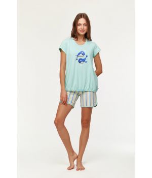 Woody Meisjes-Dames Pyjama turquoise