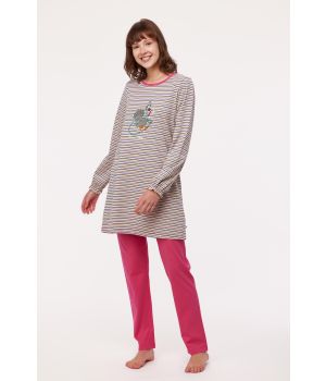 Woody Meisjes-Dames Pyjama multicolor streep