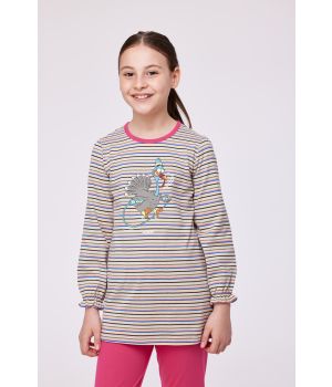 Woody Meisjes-Dames Pyjama multicolor streep