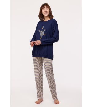 Woody Meisjes-Dames Pyjama donkerblauw