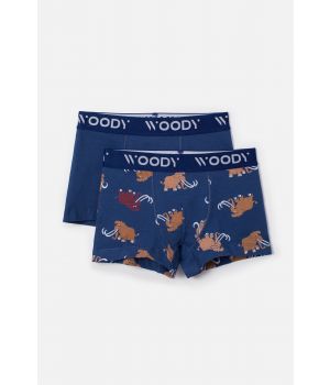 Woody Jongens Boxer duopack blauw uni +