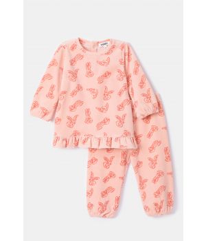 Woody Meisjes-Dames Pyjama haas print roze