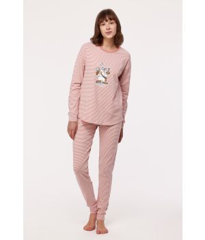 Woody Meisjes-Dames Pyjama zachtroze-gebroken w