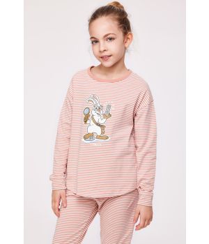 Woody Meisjes-Dames Pyjama zachtroze-gebroken w