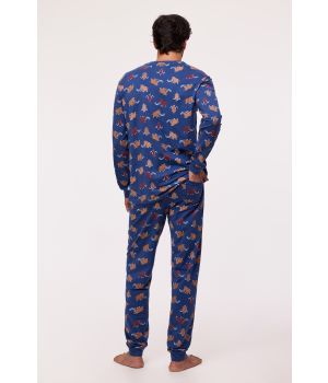 Woody Unisex Pyjama mammoet print donker