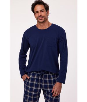 Woody Jongens-Heren Pyjama donkerblauw