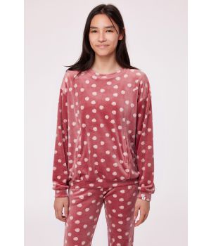 Woody Meisjes-Dames Pyjama bolletjes print roze