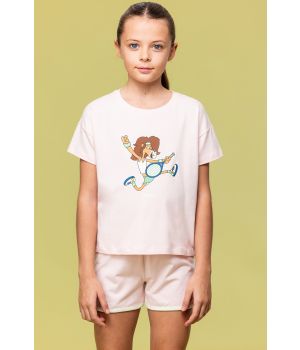 Woody Meisjes-Dames Pyjama lichtroos