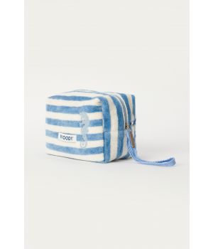 Woody Tas blauw-witte streep-17x11cm