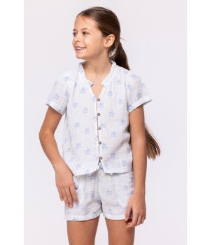 Woody Meisjes-Dames Pyjama blauwe zeesterren pr
