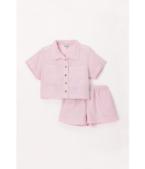 Woody Meisjes-Dames Set van T-shirt en Short mauve