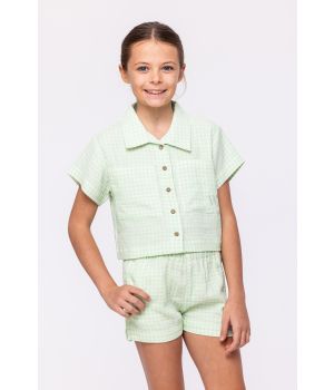 Woody Meisjes-Dames Set van T-shirt en Short groen