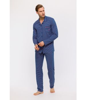 Woody Heren Pyjama marineblauwe streep