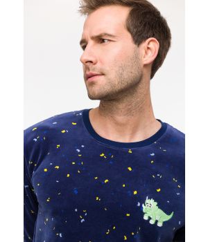 Woody Jongens-Heren Pyjama confetti op donkerbl