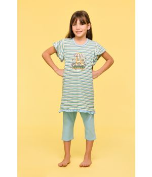 Woody Meisjes-Dames Pyjama multicolor streep