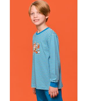 Woody Jongens-Heren Pyjama blauwe streep