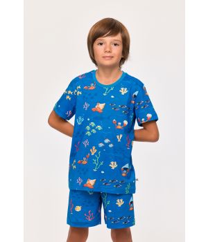 Woody Jongens-Heren Pyjama onderwater print bla