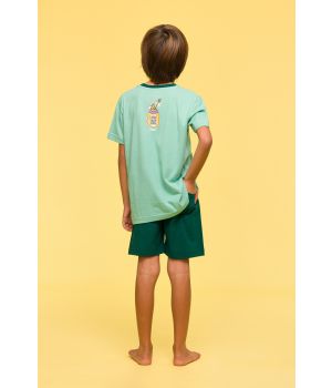Woody Jongens-Heren Pyjama muntgroen