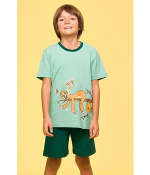 Woody Jongens-Heren Pyjama muntgroen
