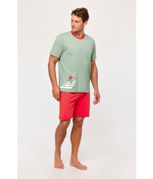 Woody Jongens-Heren Pyjama groen