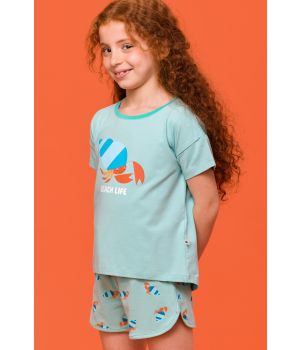 Woody Meisjes-Dames Pyjama licht turquoise