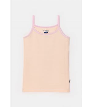 Woody Meisjes Singlet geel-roze streep