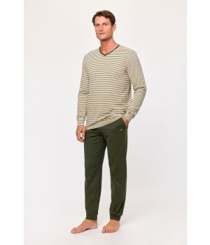 Woody Heren Pyjama beige streep