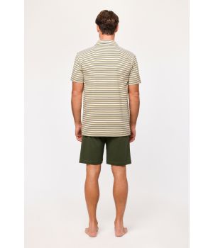 Woody Jongens-Heren Pyjama beige streep
