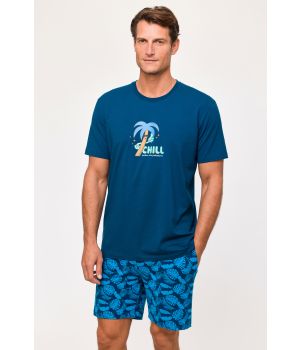 Woody Jongens-Heren Pyjama donkerblauw