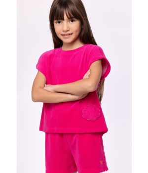 Woody Meisjes-Dames Set van T-shirt en Short fuchs
