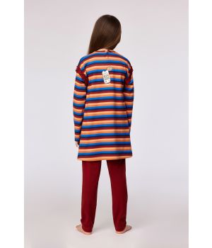 Woody Meisjes-Dames pyjama multicolor streep