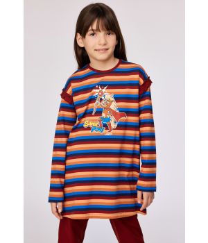 Woody Meisjes-Dames pyjama multicolor streep