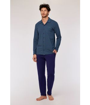 Woody Heren pyjama donkerblauwe streep