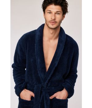 Woody Heren kamerjas donkerblauw