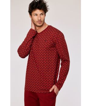 Woody Heren pyjama donkerrode geometris