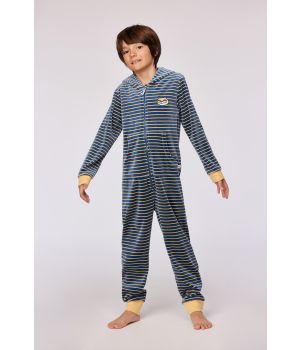 Woody Unisex onesie antraciet-gele stree