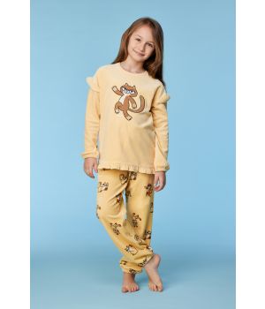Woody Meisjes-Dames pyjama lichtgeel