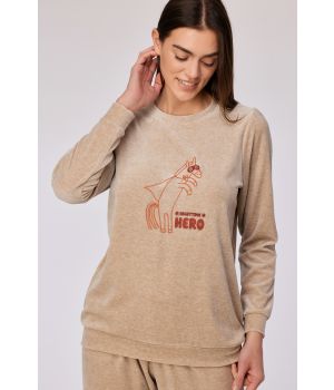 Woody Meisjes-Dames pyjama beige