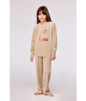 Woody Meisjes-Dames pyjama beige