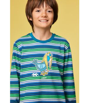 Woody Jongens-Heren pyjama multicolor streep