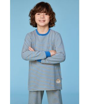 Woody Jongens-Heren pyjama blauw-gele streep