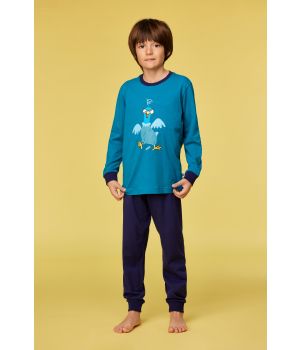Woody Jongens-Heren pyjama groenblauw