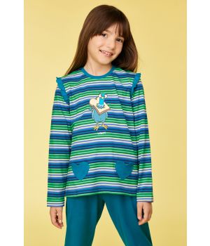 Woody Meisjes-Dames pyjama multicolor streep