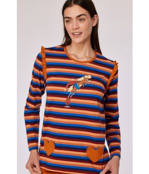 Woody Meisjes-Dames pyjama multicolor streep