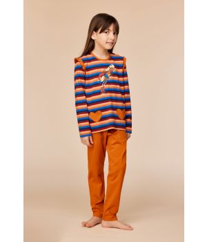 Woody Meisjes-Dames pyjama multicolor streep