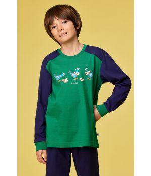 Woody Jongens-Heren pyjama donkergroen